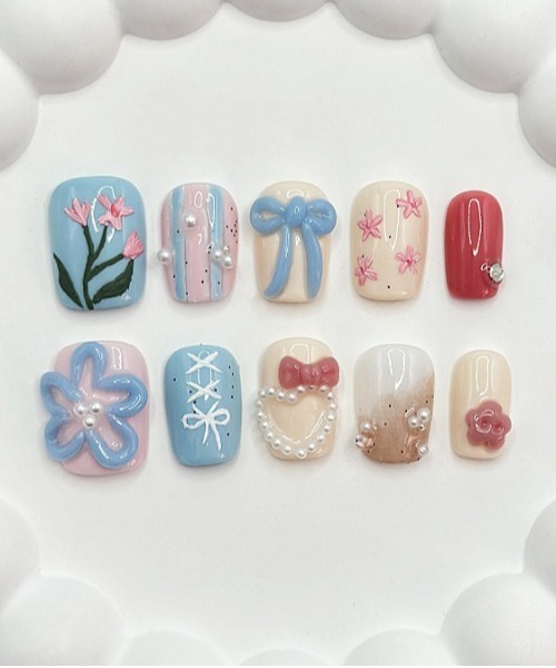 セール】WEGO/イマドキ韓国風アートショートネイルチップ/ウィッシュ