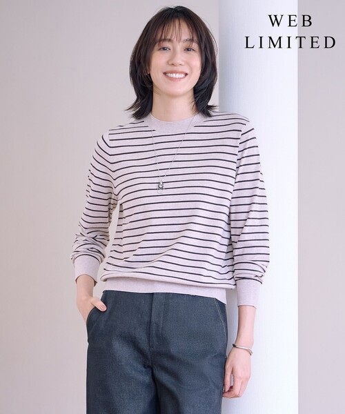 J.PRESS Ladies(J.プレス レディス)の「【WEB限定】PRINCE クルーネック ニット(ニット/セーター・レディース・ベージュ系1/ダルブルー系/ベージュ系/ブラック系/イエロー系/ホワイト系・SMALL)」の4枚目の写真