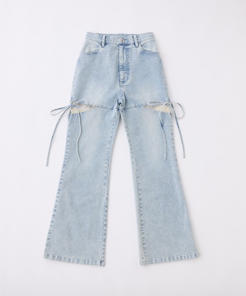 one after another NICE CLAUP（ワンアフターアナザーナイスクラップ）の「【サイズ展開あり】サイドオープンレースデニムパンツ（デニムパンツ・レディース・ライトブルー/ブルー系その他/ブルー・SMALL/MEDIUM）」の20枚目の写真