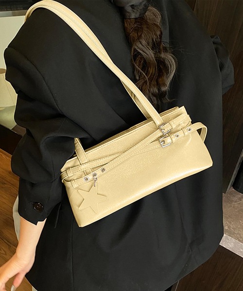 HOOK（フック）の「HOOK for girls　くすみパステルカラー スクエアショルダーバッグ（ボストンバッグ・レディース・イエロー/ブルー/ホワイト/パープル/ブラック・FREE）」の15枚目の写真