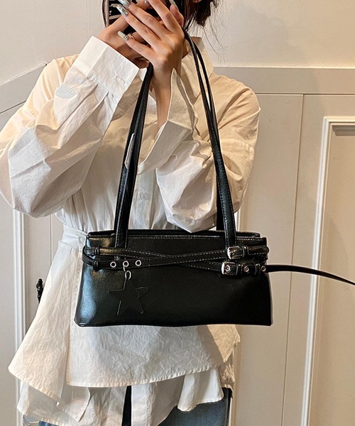HOOK（フック）の「HOOK for girls　くすみパステルカラー スクエアショルダーバッグ（ボストンバッグ・レディース・イエロー/ブルー/ホワイト/パープル/ブラック・FREE）」の20枚目の写真