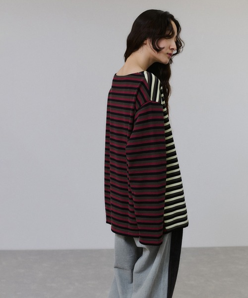 G.F.G.S. for ADAM ET ROPE'】別注ボートネックボーダー（Tシャツ