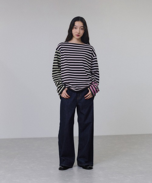 新品タグ付き G.F.G.S. アダムエロペ 別注ボートネックボーダー ワイン ADAM ET ROPÉ FEMME(アダム エ ロペ ファム) / 【G.F.G.S. for