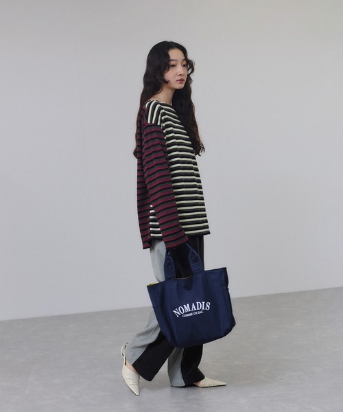 ADAM ET ROPE'（アダムエロペ）の「【G.F.G.S. for ADAM ET ROPE'】別注ボートネックボーダー（Tシャツ/カットソー・レディース・ピンク/ライトグリーン・FREE）」の22枚目の写真