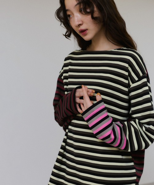 G.F.G.S. for ADAM ET ROPE'】別注ボートネックボーダー（Tシャツ