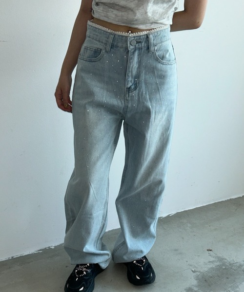 .KOM(ドットコム)の「A'GEM/9 × .kom 『.KOMZ/ドットケーオーエムゼット』 /ライトウォッシュ ストレートデニムパンツ(デニムパンツ・レディース・ライトブルー・M/L)」の7枚目の写真