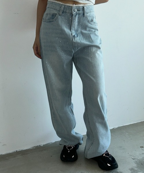 .KOM(ドットコム)の「A'GEM/9 × .kom 『.KOMZ/ドットケーオーエムゼット』 /ライトウォッシュ ストレートデニムパンツ(デニムパンツ・レディース・ライトブルー・M/L)」の8枚目の写真