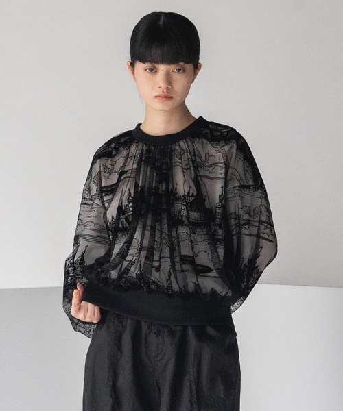 mintdesigns(ミントデザインズ)の「TOILE DE JOUY TOPS(Tシャツ/カットソー・レディース・ブラック/ネイビー・ONESIZE)」の1枚目の写真