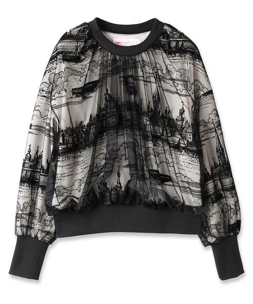 mintdesigns(ミントデザインズ)の「TOILE DE JOUY TOPS(Tシャツ/カットソー・レディース・ブラック/ネイビー・ONESIZE)」の6枚目の写真