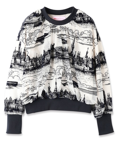 mintdesigns(ミントデザインズ)の「TOILE DE JOUY TOPS(Tシャツ/カットソー・レディース・ブラック/ネイビー・ONESIZE)」の4枚目の写真