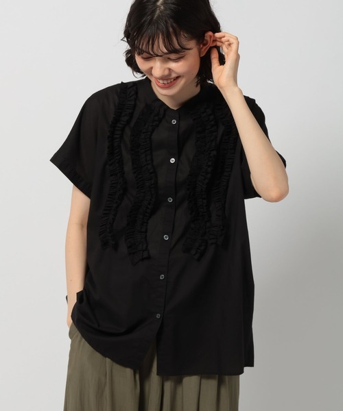 niko and...（ニコアンド）の「フリルテープフレンチブラウス（シャツ/ブラウス・レディース・ブラウン/オフホワイト/ブラック・FREE）」の13枚目の写真