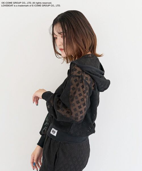 Green　Parks（グリーンパークス）の「■LOVEBOAT フラワーメッシュパーカー（パーカー・レディース・ブラック・FREE）」の12枚目の写真