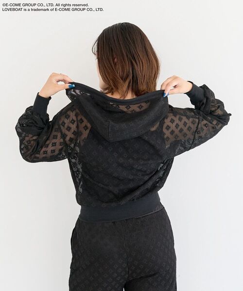 Green　Parks（グリーンパークス）の「■LOVEBOAT フラワーメッシュパーカー（パーカー・レディース・ブラック・FREE）」の13枚目の写真