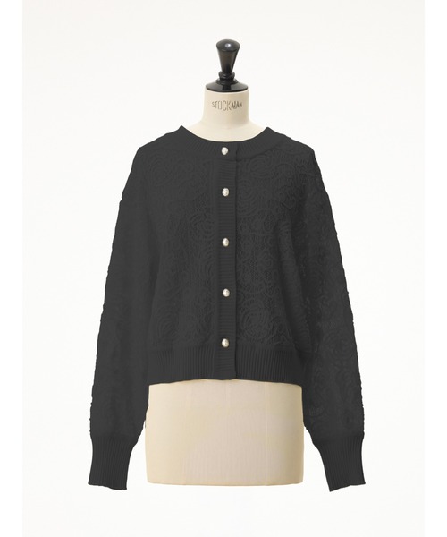 STRAWBERRY-FIELDS（ストロベリーフィールズ）の「ローズレース×ニット_モールレースカーディガン（カーディガン/ボレロ・レディース・ブラック/キナリ・2）」の2枚目の写真