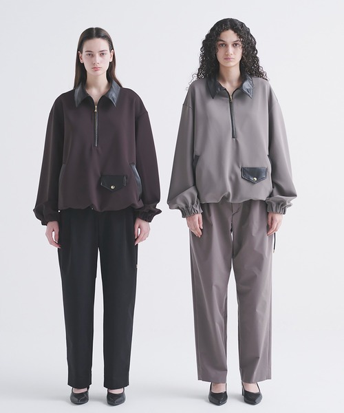 CULLNI（クルニ）の「Stretch Double Cloth 2Tuck Drawstring Semi Wide Pants（その他パンツ・メンズ・ブラック/ネイビー/アッシュブラウン・2/1/0）」の5枚目の写真