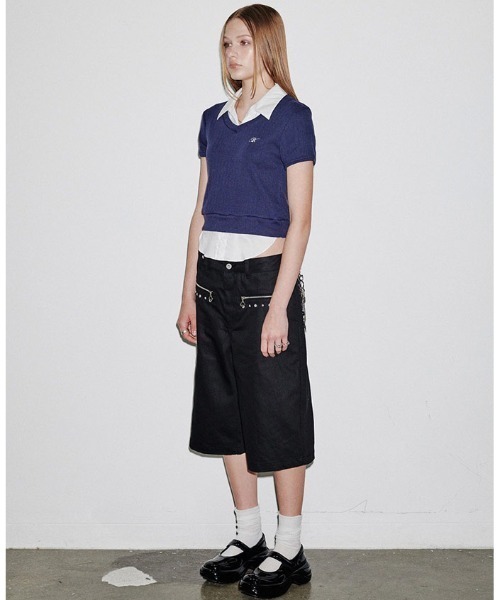 runningHIGH(ランニングハイ)の「A'GEM/9 × .kom 『runningHIGH/ランニングハイ』 SHIRTS LAYERED H/S TEE/シャツレイヤード半袖Tシャツ(その他トップス・レディース・グレー/ネイビー・FREE)」の9枚目の写真