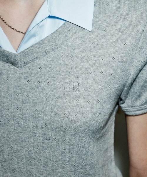 runningHIGH(ランニングハイ)の「A'GEM/9 × .kom 『runningHIGH/ランニングハイ』 SHIRTS LAYERED H/S TEE/シャツレイヤード半袖Tシャツ(その他トップス・レディース・グレー/ネイビー・FREE)」の13枚目の写真