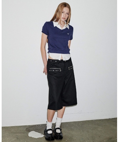 runningHIGH(ランニングハイ)の「A'GEM/9 × .kom 『runningHIGH/ランニングハイ』 SHIRTS LAYERED H/S TEE/シャツレイヤード半袖Tシャツ(その他トップス・レディース・グレー/ネイビー・FREE)」の6枚目の写真