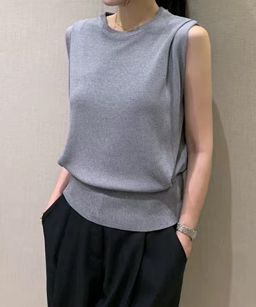 OMMO ノースリーブニット 正規品 セール】【7色展開】 大人きれいめ ノースリーブニット