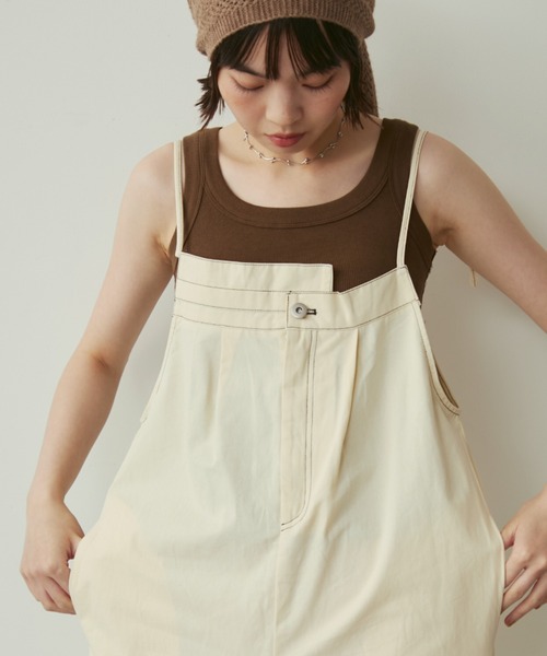 セール】ステッチデザインワイドサロペット（サロペット