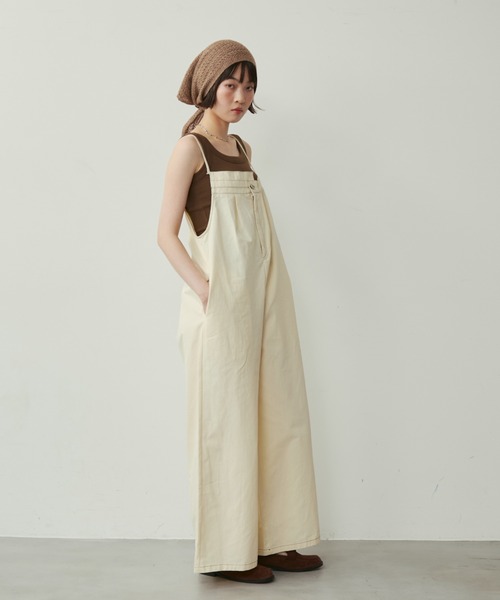 セール】ステッチデザインワイドサロペット（サロペット