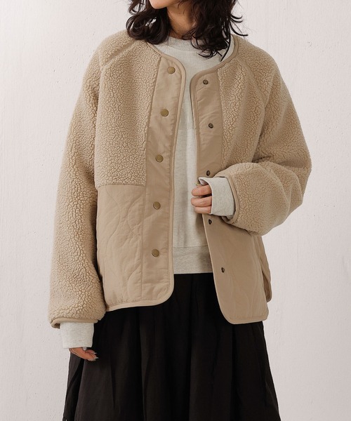 セール】キルティング×ボア切替ショートコート（その他アウター