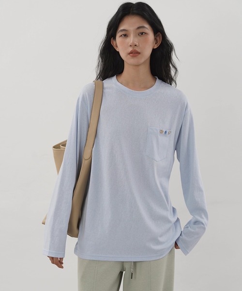 EIGHTHMONTH(エイスマンス)の「アイコニックボタンロンT EM25a056【EIGHTHMONTH】(Tシャツ/カットソー・レディース・ライトブルー/グレー・S/M)」の10枚目の写真