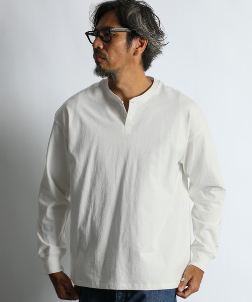8oz HEAVY WEIGHT OVER SIZE L/SL HENLEY TEE：8オンス ヘビーウェイト
