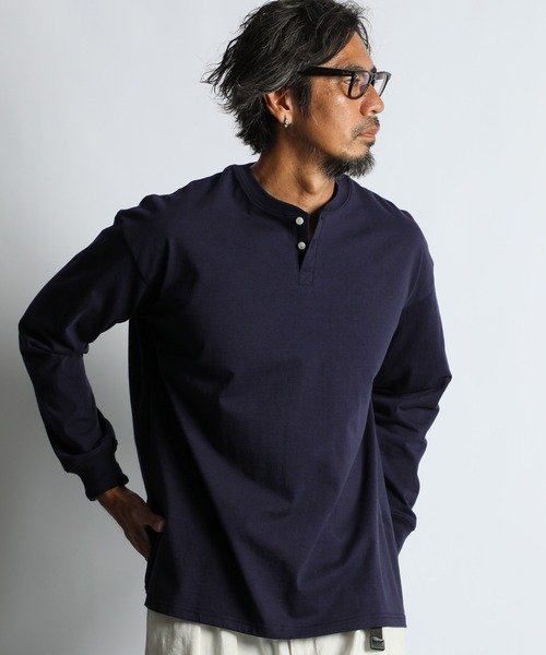 8oz HEAVY WEIGHT OVER SIZE L/SL HENLEY TEE：8オンス ヘビーウェイト