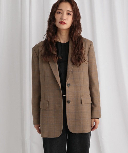 mysty woman（ミスティウーマン）の「オーバーサイズシングルジャケット　582491（テーラードジャケット・レディース・モカ/ネイビー/ベージュ・MEDIUM/SMALL）」の14枚目の写真