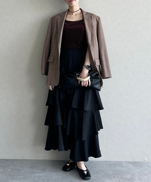 mysty woman（ミスティウーマン）の「オーバーサイズシングルジャケット　582491（テーラードジャケット・レディース・モカ/ネイビー/ベージュ・MEDIUM/SMALL）」の20枚目の写真