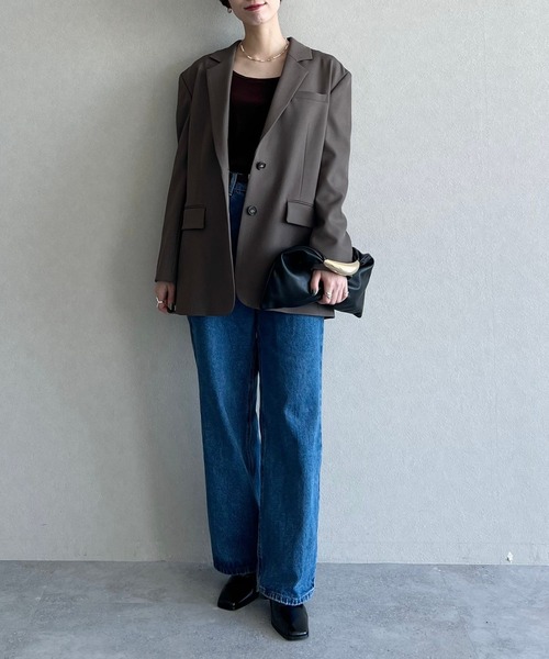 mysty woman（ミスティウーマン）の「オーバーサイズシングルジャケット　582491（テーラードジャケット・レディース・モカ/ネイビー/ベージュ・MEDIUM/SMALL）」の21枚目の写真