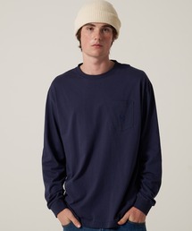 ワンポイント ポケット 長袖 Tシャツ