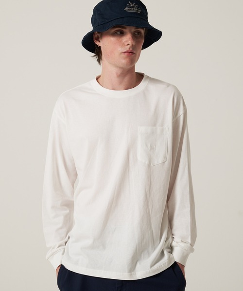 Eddie Bauer(エディーバウアー)の「ワンポイント ポケット 長袖 Tシャツ(Tシャツ/カットソー・メンズ・ブラック/セージグリーン/ネイビー/ホワイト/ダークオレンジ/ダークベージュ・S/M/L/XL/XXL)」の1枚目の写真
