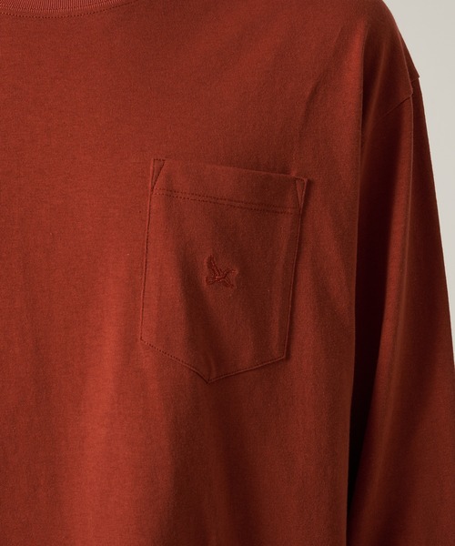 Eddie Bauer(エディーバウアー)の「ワンポイント ポケット 長袖 Tシャツ(Tシャツ/カットソー・メンズ・ブラック/セージグリーン/ネイビー/ホワイト/ダークオレンジ/ダークベージュ・S/M/L/XL/XXL)」の19枚目の写真