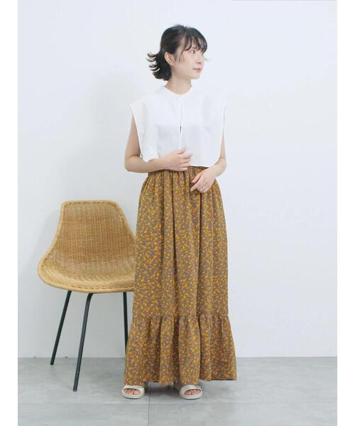 Samansa Mos2 blue(サマンサモスモスブルー)の「花柄シャーリングワンピース(ワンピース・レディース・ブラック/オフホワイト/グレー・F)」の7枚目の写真