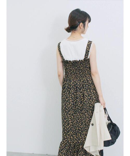 Samansa Mos2 blue(サマンサモスモスブルー)の「花柄シャーリングワンピース(ワンピース・レディース・ブラック/オフホワイト/グレー・F)」の22枚目の写真