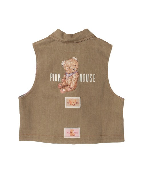 PINK HOUSE（ピンクハウス）の「テディベア刺繍デニムベスト（ベスト・レディース・ネイビー/ブラック/カーキ/ブルー・MEDIUM/LARGE）」の10枚目の写真
