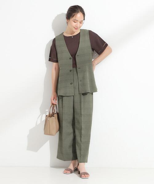 DRESKIP（ドレスキップ）の「【S-LL/セットアップ可/洗濯後しわになりにくい】きちんと見え タックワイドパンツ（その他パンツ・レディース・ダークブラウン/グレー系1/グレー・01/02/03/04）」の9枚目の写真