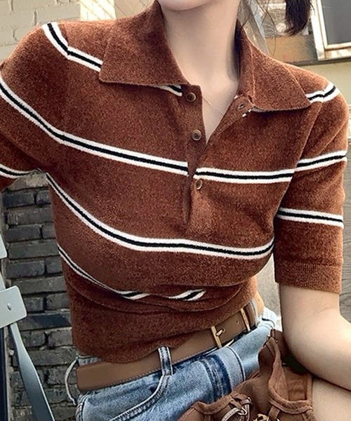 gypsohila ジプソフィラ　ニットポロ　赤 gypsohilaニットポロ RED ayakobag 公式】gypsophila(ジプソフィア)