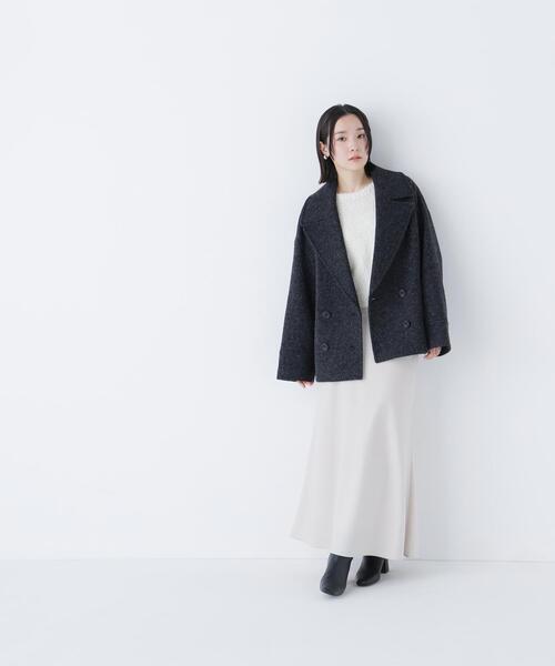 NATURAL BEAUTY BASIC(ナチュラルビューティーベーシック)の「◇ウーリーフォルムハーフコート(ピーコート・レディース・チャコールグレー/グレー/ピンク・SMALL/MEDIUM)」の5枚目の写真