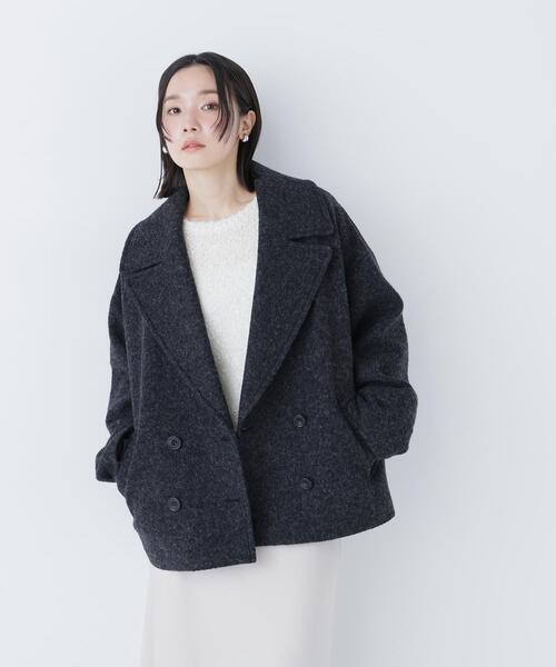 NATURAL BEAUTY BASIC(ナチュラルビューティーベーシック)の「◇ウーリーフォルムハーフコート(ピーコート・レディース・チャコールグレー/グレー/ピンク・SMALL/MEDIUM)」の6枚目の写真