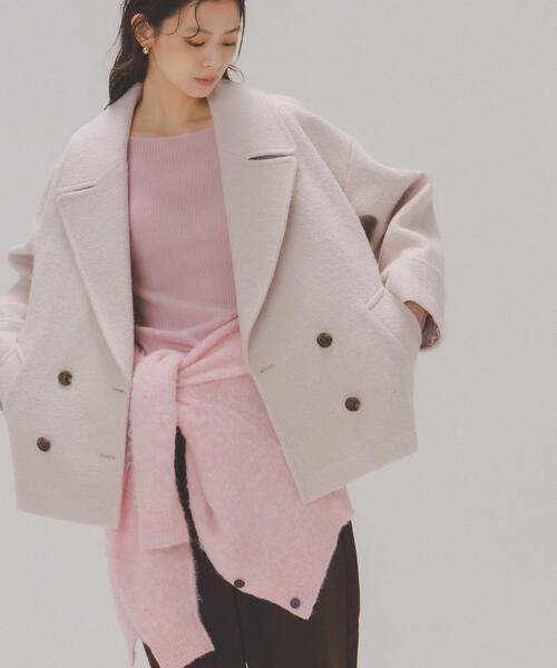 セール】◇ウーリーフォルムハーフコート（ピーコート）｜NATURAL