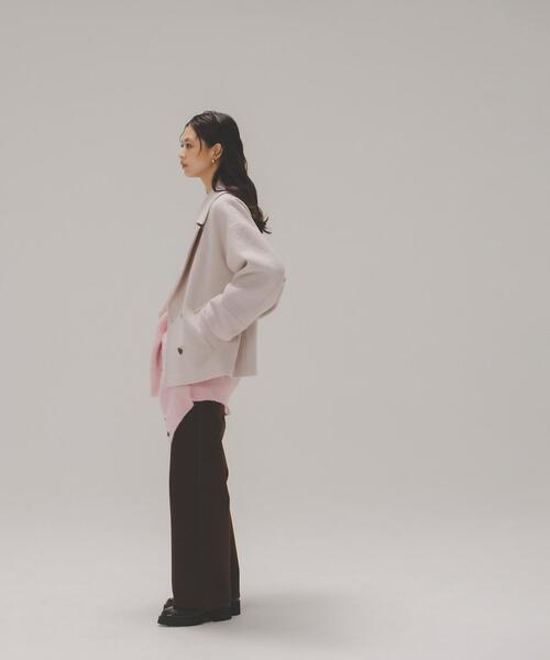 NATURAL BEAUTY BASIC ◇ウーリーフォルムハーフコート ピンク ナチュラルビューティーベーシック NATURAL BEAUTY BASIC ウーリー