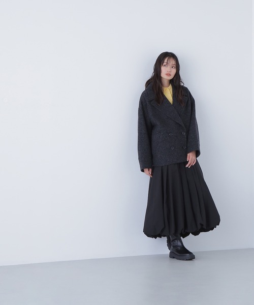 セール】◇ウーリーフォルムハーフコート（ピーコート）｜NATURAL