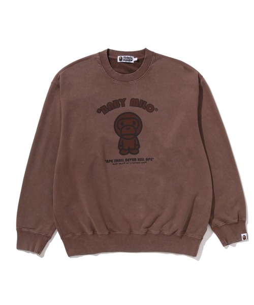 A BATHING APE（アベイシングエイプ）の「GARMENT DYE BABY MILO RELAXED FIT CREWNECK SWEATSHIRT（スウェット・メンズ・グリーン/ブラウン・MEDIUM/X-LARGE/LARGE/SMALL/XX-LARGE）」の2枚目の写真