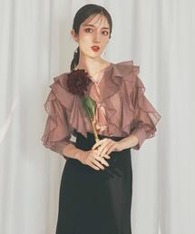 SWINGLE | キーネックラッフルフリルブラウス(シャツ/ブラウス)