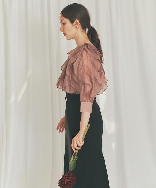 SWINGLE(スウィングル)の「キーネックラッフルフリルブラウス(シャツ/ブラウス・レディース・ブラウン/オフホワイト/ピンク・FREE)」の18枚目の写真