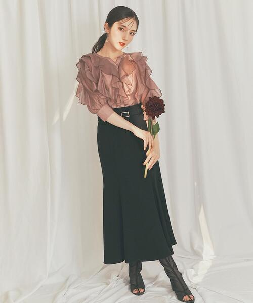 SWINGLE(スウィングル)の「キーネックラッフルフリルブラウス(シャツ/ブラウス・レディース・ブラウン/オフホワイト/ピンク・FREE)」の20枚目の写真