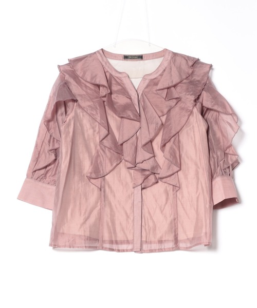 SWINGLE(スウィングル)の「キーネックラッフルフリルブラウス(シャツ/ブラウス・レディース・ブラウン/オフホワイト/ピンク・FREE)」の21枚目の写真
